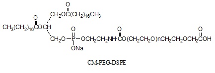 Laysan 乙酸-PEG-二硬脂酰基磷脂酰乙醇胺 CM-PEG-DSPE，是一侧是乙酸，另一侧是DSPE(二硬脂酰基磷脂酰乙醇胺)的双官能团聚乙二醇。聚乙二醇羧酸可以通过多肽偶联剂，例如NHS，DCC和EDC，与含胺基官能团反应，通常需要被NHS酯激活。聚乙二醇磷脂脂质体材料,可用于药物输送、基因转染和疫苗传递。聚乙二醇化磷脂能显著改善血液循环时间和稳定封装药物，还可用于靶向给药通过修改与目标表面配体如抗体、多肽