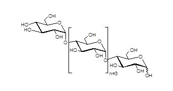 麦芽五糖 (Maltopentaose)由α(1-4)链接D-葡萄糖单体和痕迹量的(1-6)链接葡萄糖缩合组成，聚合度为5。CASN：34620-76-3，货号：GLU315