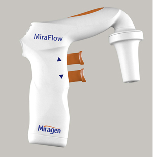 MiraFlow 电动移液器 货号：MEF1000, 完全是站在用户的角度来设计。轻便的重量，平滑舒适的按钮，人体工功效学的定位开关。现代化的控制系统保证良好的移液效果。