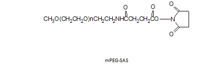 Laysan 甲氧基聚乙二醇SAS酯 mPEG-Succinimidyl Amido Succinate (mPEG-SAS)，是一种线性单官能团聚乙二醇试剂，聚乙二醇和NHS之间是由乙胺羰基丙酰基连接。N-羟基琥珀酰亚胺 (NHS) 活性酯可以和赖氨酸的胺基团在温和的反应条件，形成生理稳定的酰胺键。